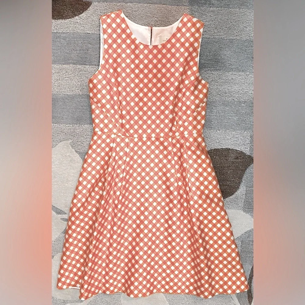 NWT Kate Spade Sleeveless Talulah Orange Gingham A-line Dress